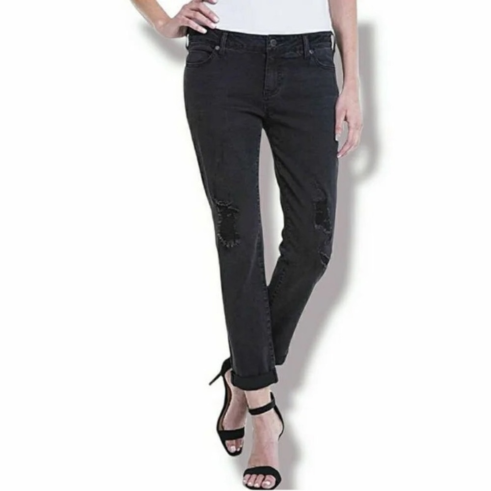 Liverpool Black Slim Boyfriend Jean with Distressing